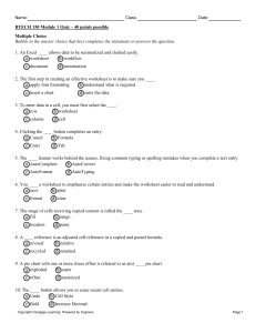 Excel Basics Quiz: BTECH 150 Module 1