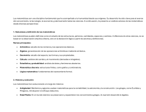 Matem&aacute;ticas: Naturaleza, Historia y Aplicaciones
