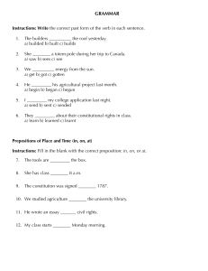 English Grammar Worksheet: Past Tense, Prepositions, Adverbs