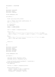 C++ Assignment 1 Solutions: Code & Output