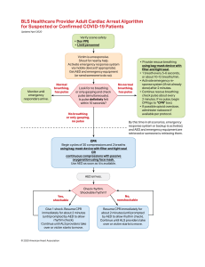 BLS Adult Cardiac Arrest Algorithm for COVID-19 Patients - AHA 2020