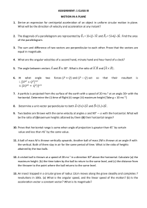 Motion in a Plane Physics Assignment - High School
