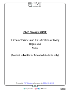 IGCSE Biology: Characteristics & Classification Notes