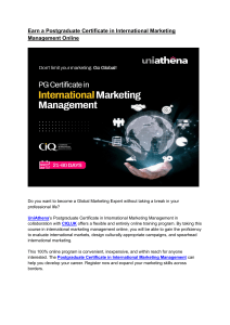 International Marketing Management Postgraduate Certificate Online