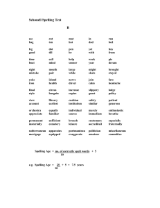 Schonell Spelling Test (Form B) | Spelling Assessment