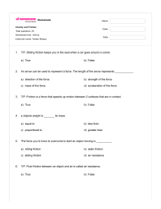 Gravity and Friction Worksheet: Middle School Physics