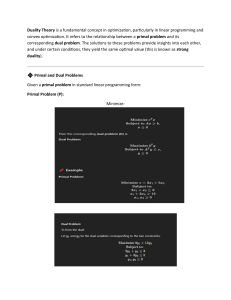 Duality Theory in Linear Programming: Primal & Dual Problems