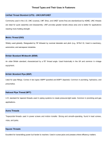 Fastener Thread Types: Unified, Metric, Pipe, Acme & More Uses
