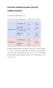 Art&iacute;culos Indeterminados Italianos: Gu&iacute;a Gramatical