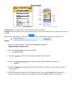 Sugar in Drinks: Nutrition Facts Worksheet