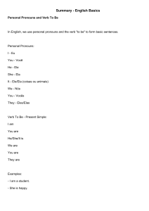 English Basics: Pronouns & Verb To Be - Elementary Lesson
