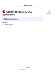 IGCSE Economics: Market Structure - Competitive vs. Monopoly