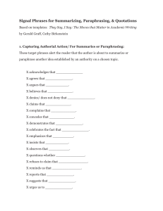 Signal Phrases for Academic Writing