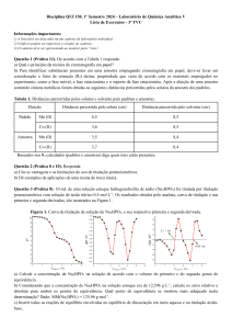 Lista de Exerc&iacute;cios de Qu&iacute;mica Anal&iacute;tica V - Cromatografia e Titula&ccedil;&atilde;o