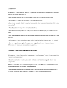 Interview Questions: Leadership, Teamwork, Problem Solving