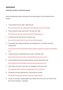 Reported Speech Worksheet: Statements, Questions, Commands