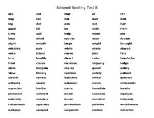 Schonell Spelling Test B - Assessment Tool