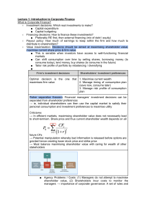 Corporate Finance: Lecture 1 & 2 Notes