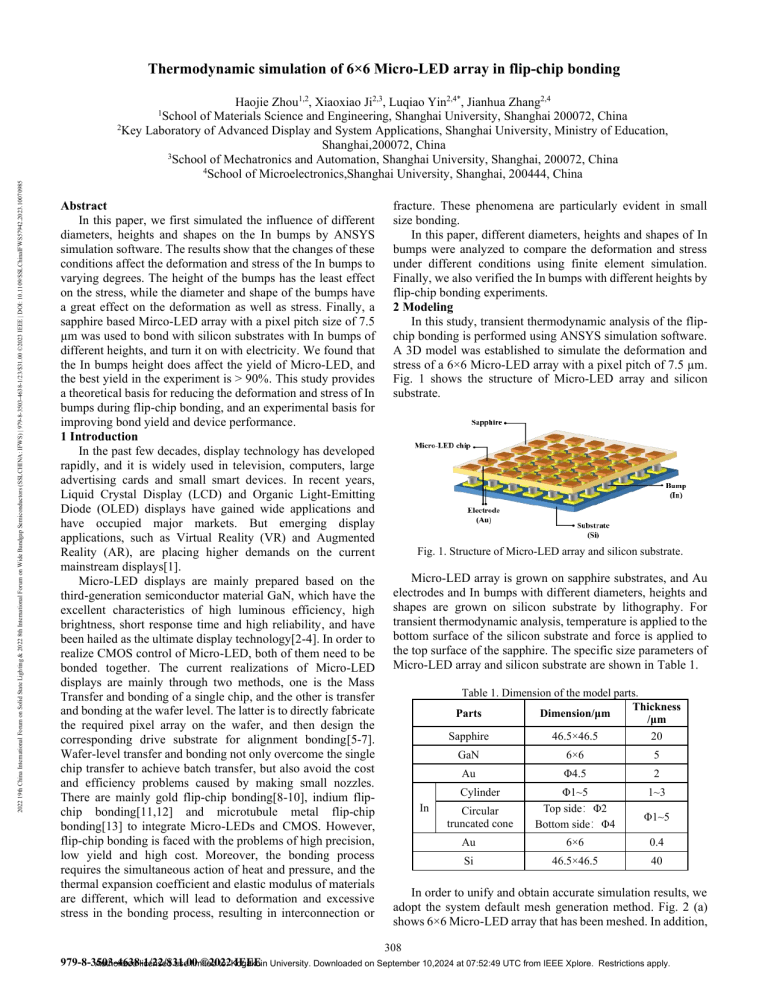Micro-LED Flip-Chip Bonding: Thermodynamic Simulation & Yield