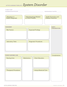 System Disorder Active Learning Template for Nursing Students