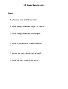 8th Grade Questionnaire: Favorite Memories & Future Plans