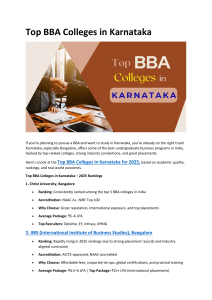 Top BBA Colleges in Karnataka 2025: Rankings & Placements Guide