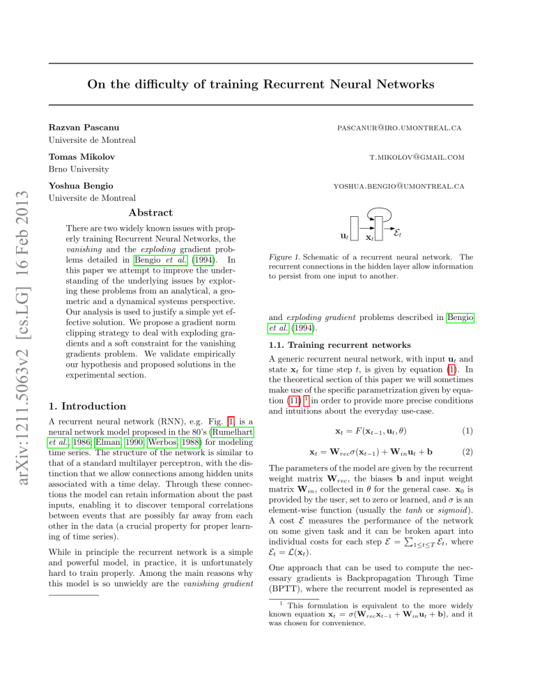 Training Recurrent Neural Networks: Vanishing & Exploding Gradients