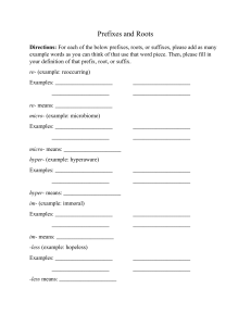 Prefixes and Roots Worksheet