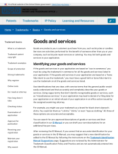 Trademark Goods & Services: USPTO Basics