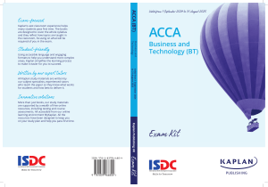 ACCA Business & Technology (BT) Exam Kit 2024-2025 | Kaplan Publishing