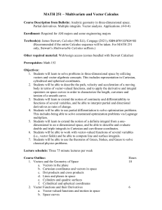 MATH 251: Multivariate & Vector Calculus Syllabus