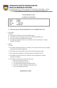 English Project Test Grade 9: Storytelling & Speech