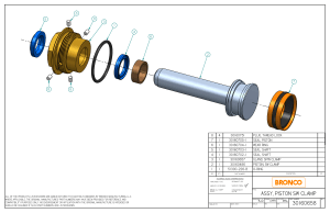 ASSY, PISTON SW CLAMP Technical Drawing - Part List
