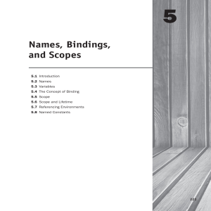 Names, Bindings, and Scopes in Programming Languages
