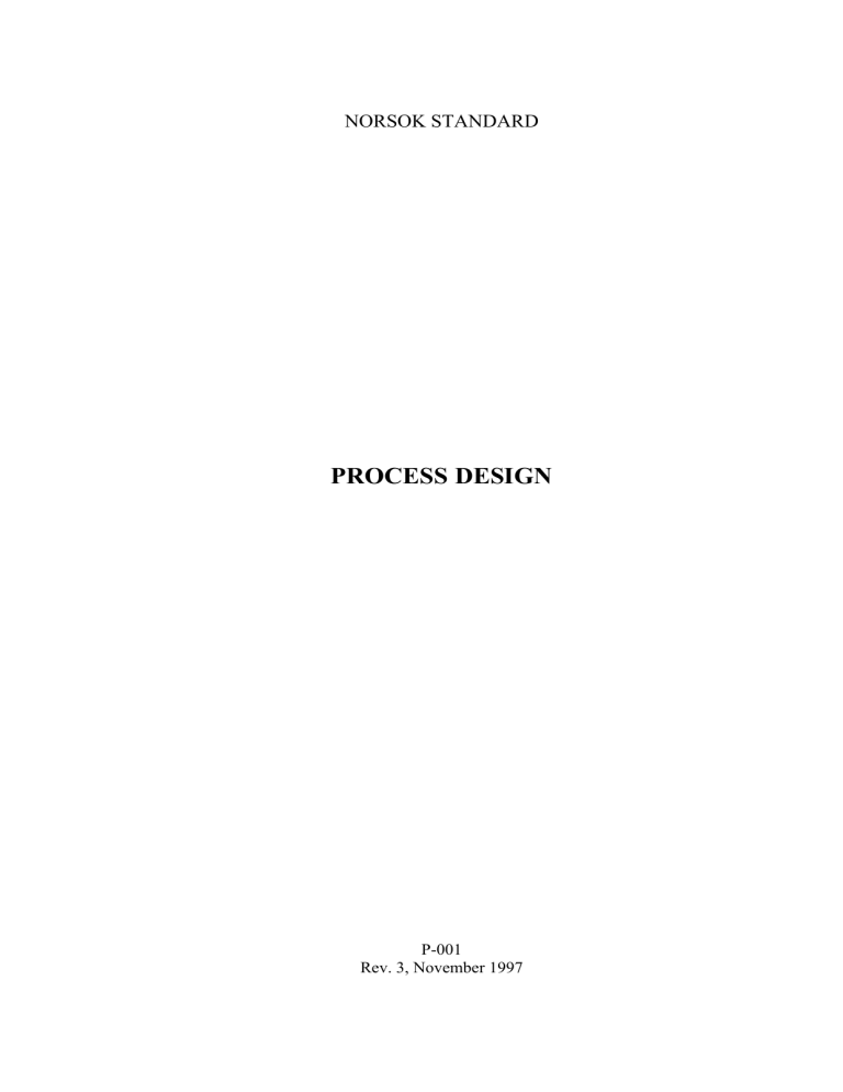 NORSOK P-001 Process Design Standard for Offshore Facilities
