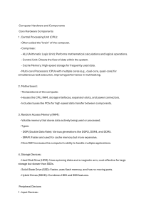 Computer Hardware, OS, & Database Study Guide