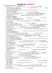 English Grammar Practice Test with Answer Key