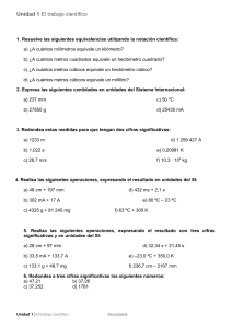 Hoja de Trabajo de F&iacute;sica: Notaci&oacute;n Cient&iacute;fica y Unidades SI