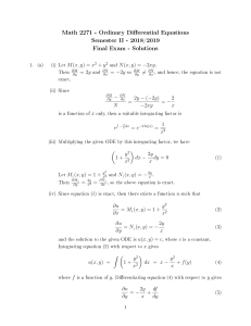 Ordinary Differential Equations Final Exam Solutions