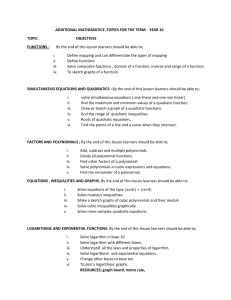 Year 10 Additional Mathematics Syllabus