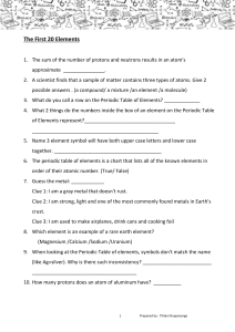 First 20 Elements Chemistry Worksheet