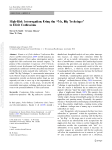 Mr. Big Technique: High-Risk Interrogation & False Confessions