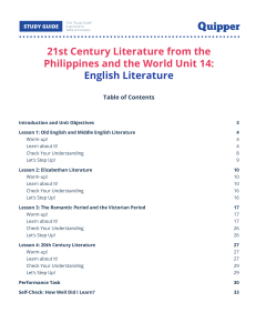 English Literature: 21st Century Philippines & World