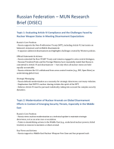 Russia's Nuclear Disarmament Stance: MUN Research Brief
