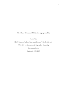 Biopsychosocial Approach to Counseling: A Case Study