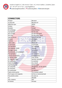 Lista de Vocabulario de Conectores Espa&ntilde;ol-Ingl&eacute;s