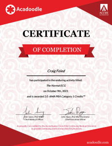 The Normal ECG Certificate: 2.0 AMA PRA Credits