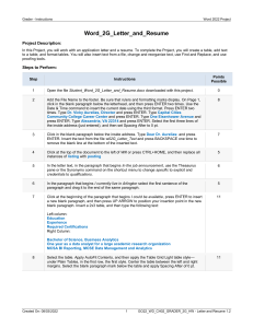 Word Project: Letter & Resume Instructions