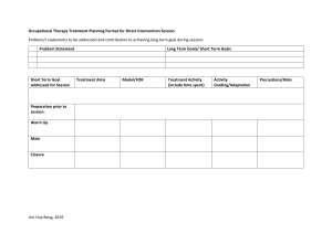 Occupational Therapy Treatment Planning Format