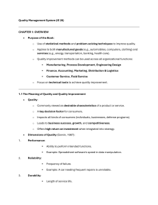 Quality Management Systems: Statistical Methods & Improvement